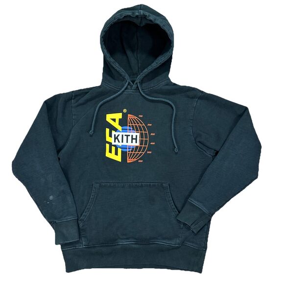Kith EEA Globe Utah Box Logo Hoodie Sweatshirt Black Size XS Extra Small - Picture 1 of 7